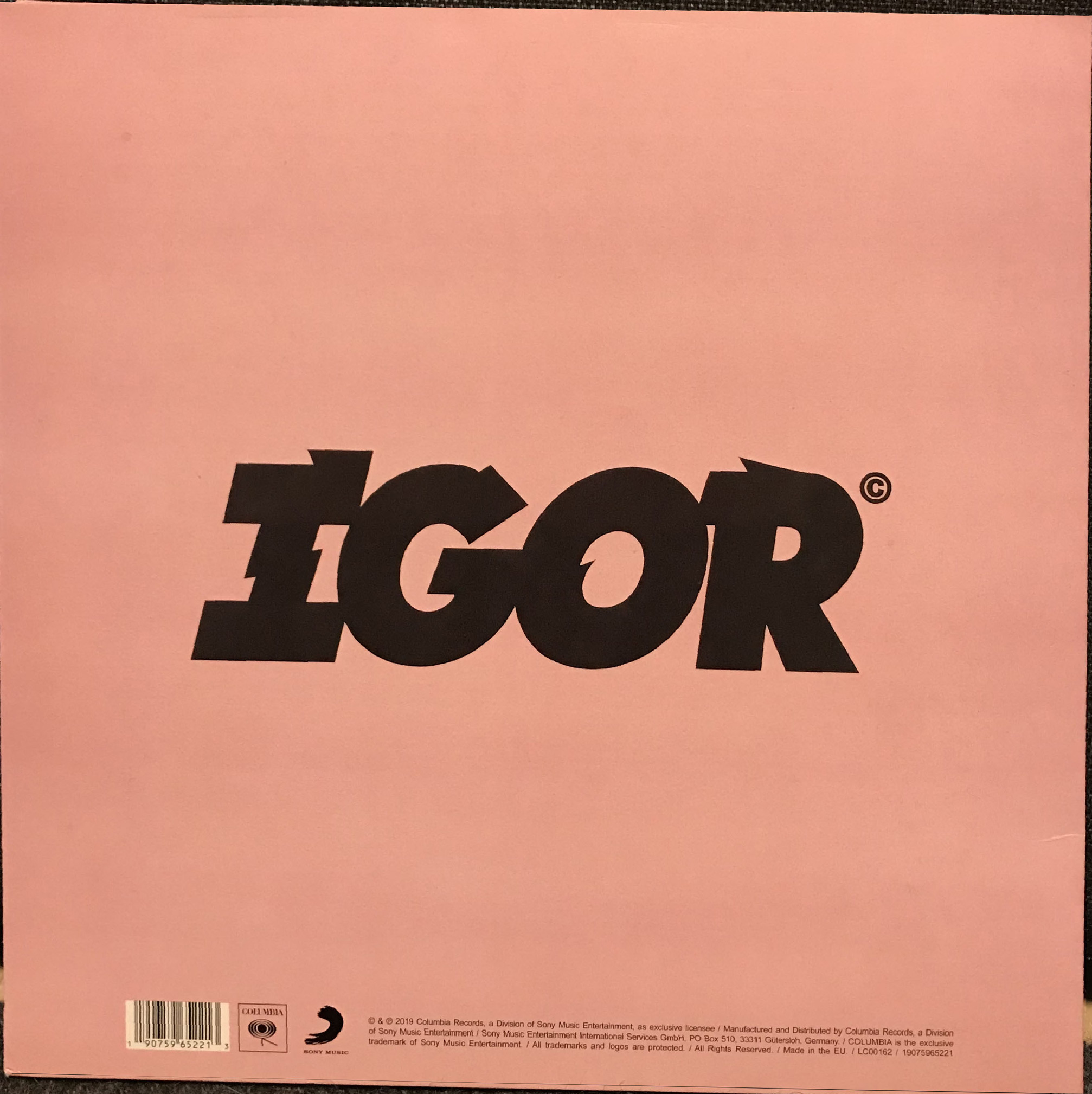 Back cover for album 'IGOR"